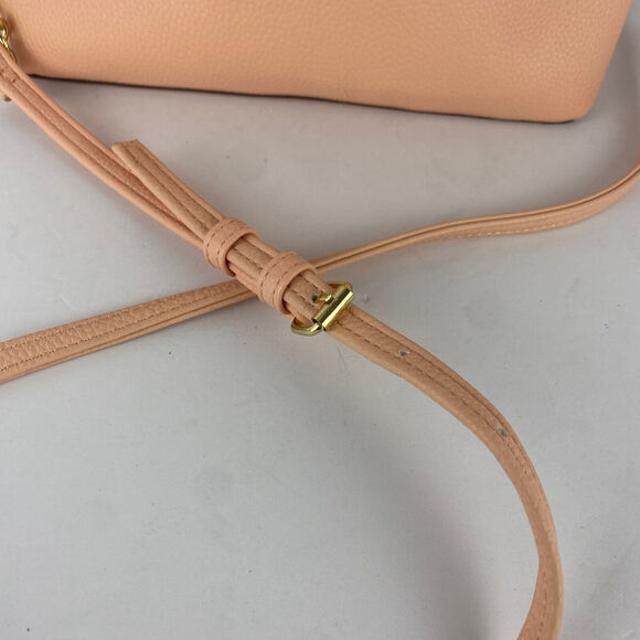 Nanette Lepore Crossbody Peach Gold Chain Pebbled Vegan Leather Adjustable - Picture 5 of 9